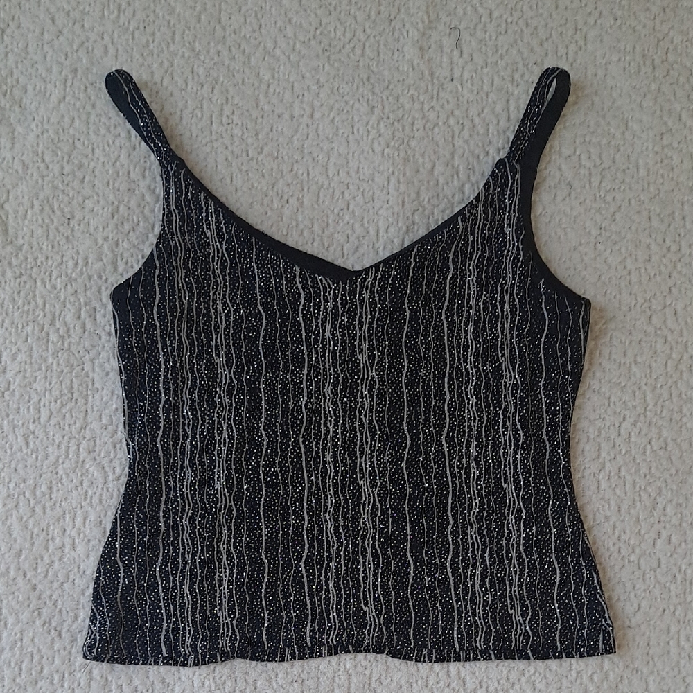 Xscape Elegant Black Camisole with Silver Detailing